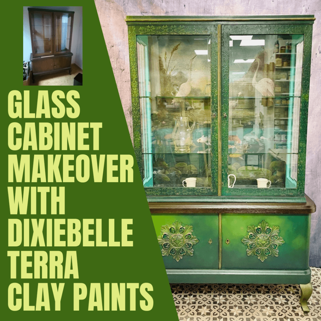 Übersichtsbild Vitrinenmakeover mit Dixiebelle Terra Clay Paints english