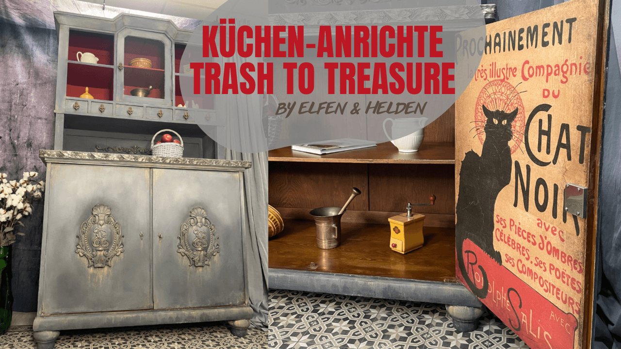 "Trash to Treasure" Kitchen Buffet with Dixiebelle, WoodUbend, and Poshchalk—Thumbnail (German)