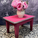 Schemel - Blumenhocker - Hocker Elfen & Helden „Dream Pink“ Vintage - handbemalt - Unikat