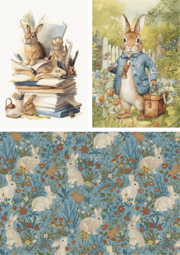 Belles & Whistles Reis Decoupage Paper Traditional Peter Rabbit DIN A3
