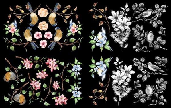 Belles & Whistles Transfer Birds, Blossoms and Branches 15,24 cm x 30,48 cm