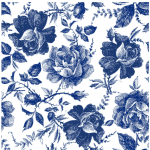 Belles & Whistles Reis Decoupage Paper Blue Sketched Flowers 3 Blatt à 30 x 30cm