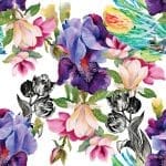 Belles & Whistles Reis Decoupage Paper Colorful Floral with Black and White 3 Blatt à 30 x 30cm