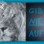 Canvas Print Motivation - Lion Never Give Up - Landscape 50 x 40 cm