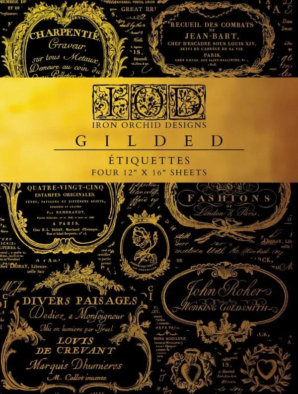 IOD Decor Transfer ÉTIQUETTES Gold Foil 12 x 16 inch Block