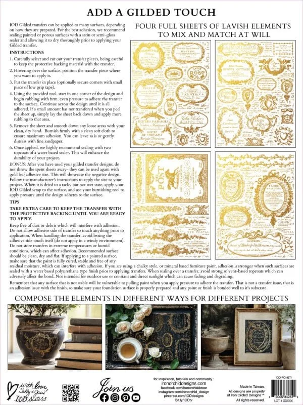 IOD Decor Transfer ÉTIQUETTES Gold Foil 12 x 16 inch Block – Bild 5