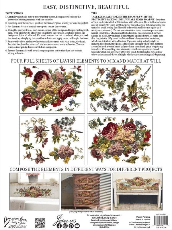 IOD Decor Transfer "Floral Anthology" 12 x 16 inch Block - Image 2