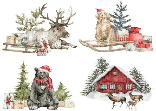 Belles & Whistles Reis Decoupage Paper Frosty Forest Friends DIN A4