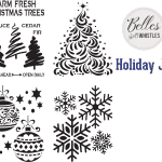 Belles and Whistles Schablone  Holiday Joy 40x50cm - nicht klebend - wiederverwendbar