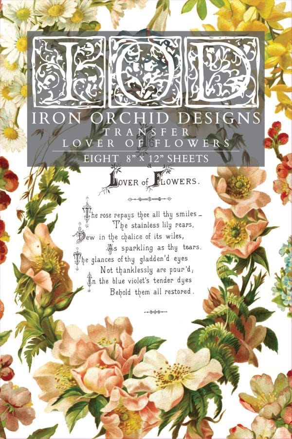 IOD Decor Transfer Lover of Flowers 8 x 12 inch Block