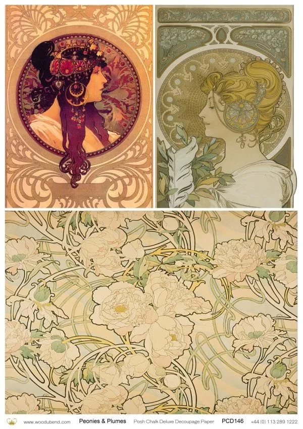 Posh Chalk Deluxe Decoupage PEONIES AND PLUMES