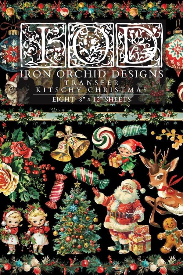 IOD Decor Transfer Kitschy Christmas 8 x 12 inch Block
