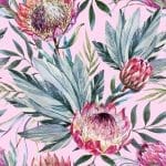 Belles & Whistles Reis Decoupage Paper Tropical on Pink 3 Blatt à 30 x 30cm