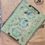 Tray Elfen & Helden "Morocco" French country green/turquoise/bronze rectangular - hand-painted - unique