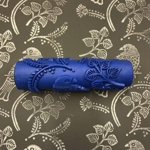 Musterwalze - Strukturwalze - Stempelwalze (blau) inklusive Griff + Schaumstoffrolle Bird of Paradise