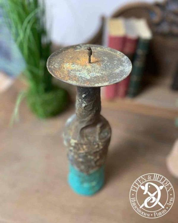 Kerzenständer Elfen & Helden „Vino Rusty Turquoise“ Vintage - handbemalt - Unikat – Bild 2