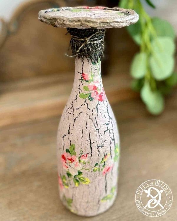 Kerzenständer Elfen & Helden „Champagne Flower Power“ Vintage - handbemalt - Unikat – Bild 6