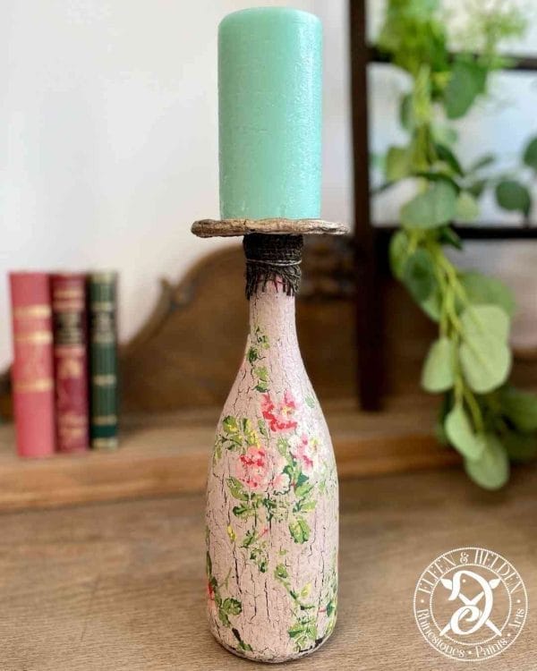 Kerzenständer Elfen & Helden „Champagne Flower Power“ Vintage - handbemalt - Unikat – Bild 5