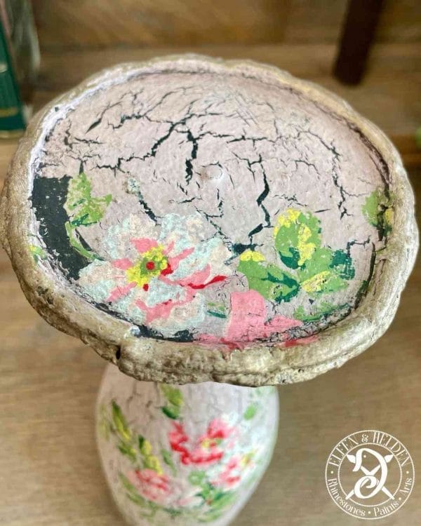 Kerzenständer Elfen & Helden „Champagne Flower Power“ Vintage - handbemalt - Unikat – Bild 3