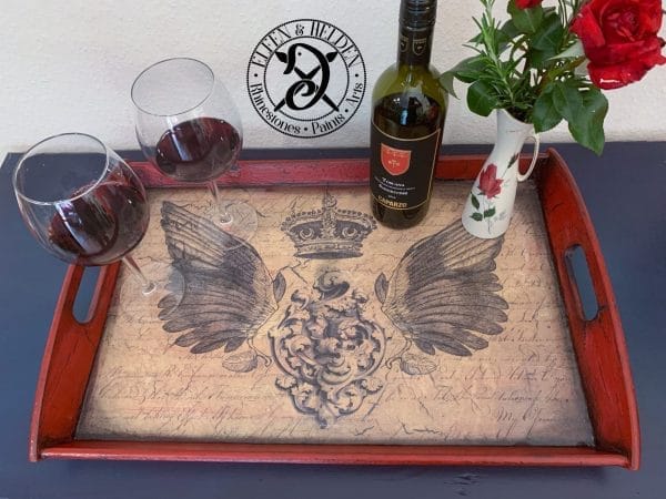 Tablett Elfen & Helden „Royal Wings“ Vintage - handbemalt - Unikat