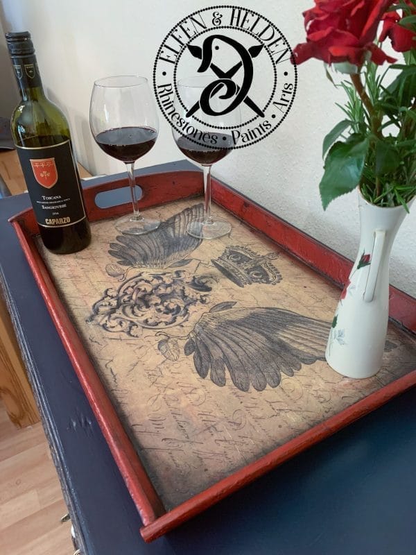 Tablett Elfen & Helden „Royal Wings“ Vintage - handbemalt - Unikat – Bild 3