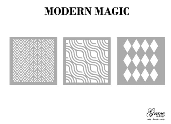 Grace on Design Schablone - nicht klebend - wiederverwendbar - Modern Magic 30x30cm - 3er Set