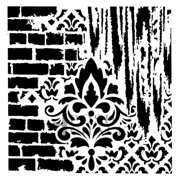 Posh Chalk Stencil Distressed Damask 30x30cm