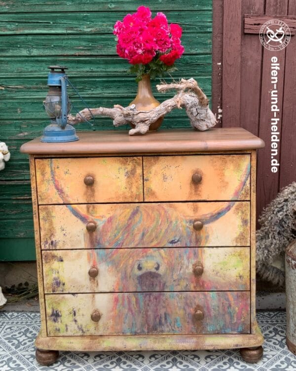 BETSY THE GIPSY - hand-painted vintage chest of drawers in boho style by Elfen & Helden - Image 2