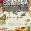 Iron Orchid Designs (IOD) „Flowers by the Poets“ – Dekortransfer: Verpackung mit Sonnenblumen, weiteren Blüten, Vögeln und historischen Schriftzügen.